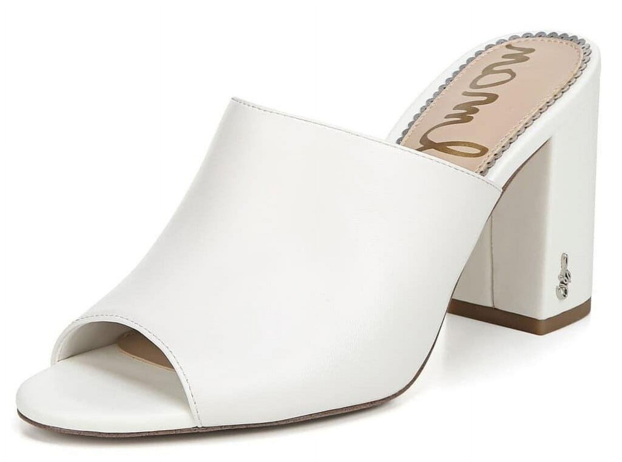 Sam Edelman Orlie Block Heeled Slip On Dress Mule Sandals Bright White Leather WHITE 6