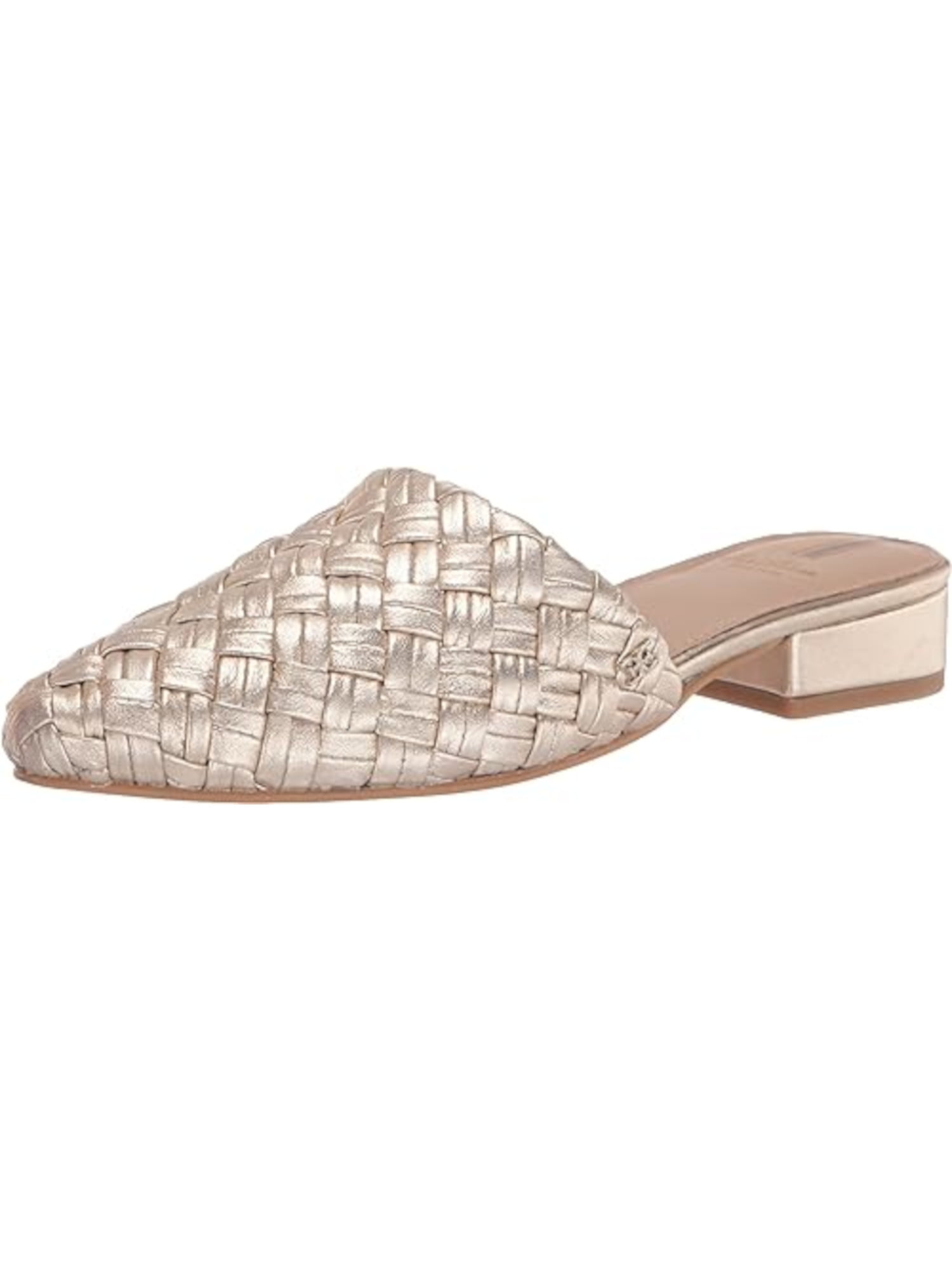 Sam Edelman Page Molten Gold Slip On Pointed Toe Block Heel Woven Fashion Mules Molten Gold 10 Walmart