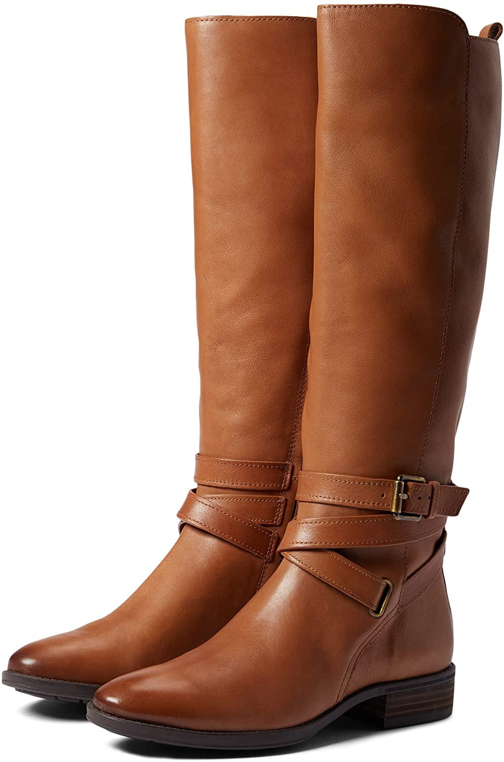 Sam Edelman Pansy Whiskey Brown Leather Buckled Round Toe Knee High