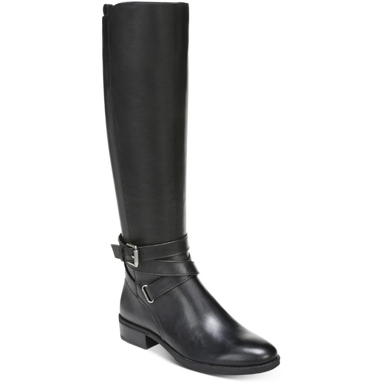 Sam Edelman Pansy Black Leather Classic Buckled Round Toe Knee