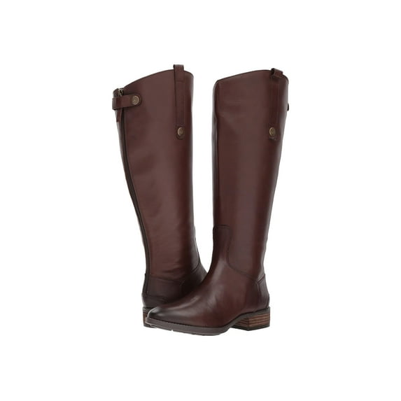 Sam Edelman Penny 2 DK Brown Block Heel Knee High Calf Leather Riding Boots (DK BROWN, 7)