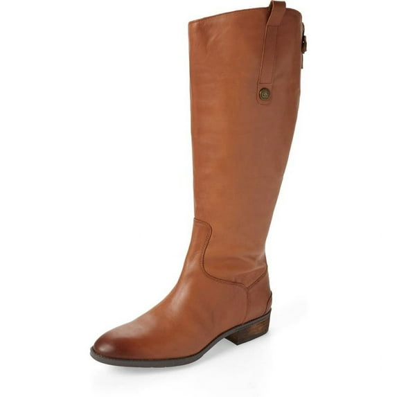 Sam Edelman Penny Whiskey Knee-High Leather Rounded Toe Western Cowboy Boot (Whiskey, 5)