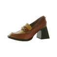 thumbnail image 1 of Sam Edelman Quincy Rust Brown/Mustard Squared Toe Stacked Heel Slip On Loafers (Rust Brown/Mustard, 10), 1 of 3