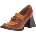 thumbnail image 1 of Sam Edelman Quincy Rust Brown/Mustard Squared Toe Stacked Heel Slip On Loafers (Rust Brown/Mustard, 7), 1 of 6