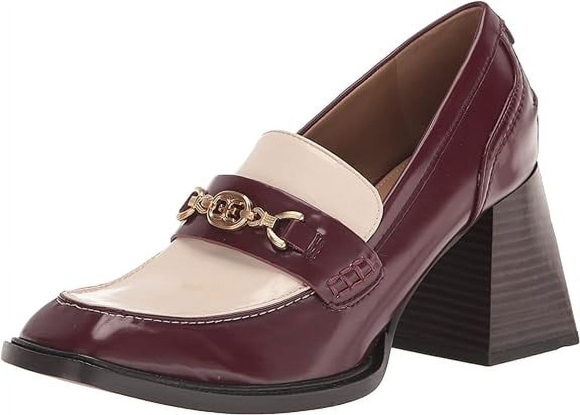 Coutgo Women's Chunky Heel Loafers – Slip-On Square Toe Dress Shoes For Work & Style
