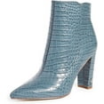 thumbnail image 1 of Sam Edelman Raelle Grey Croco Embossed Block Heel Pointed Toe Leather Ankle Boot (GREY, 6), 1 of 6