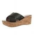 thumbnail image 1 of Sam Edelman Remini Black Slip On Rubber Sole Strappy Slide Wedges Heel Sandals (Black, 8), 1 of 3