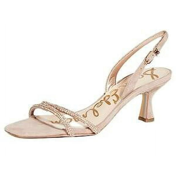 Sam Edelman Ronan Cashmere Nude Crystal Detail Ankle Strap Open Toe Heel Sandals (Cashmere Nude, 6.5)
