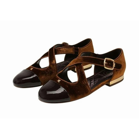 Sam Edelman Roxie Spiced Camel/Rich Chocolate Rounded Toe Mary Jane Ballet Flats (Spiced Camel/Rich Chocolate, 10)