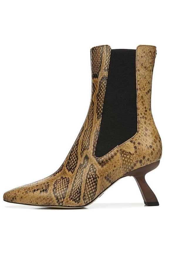 Sammie Cuoio Snake Leather Pull-On Pointed Toe Side Goring Boots (Cuoio Snake Leather, 5.5)