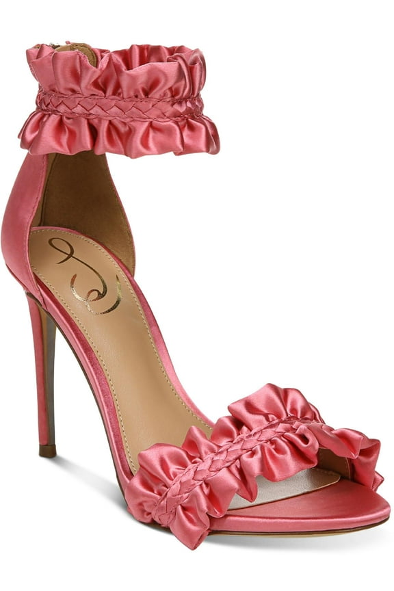 Sawyer Carmine Rose Stiletto Heel Open Toe Ankle Cuff Heeled Sandals (Carmine Rose, 8.5)