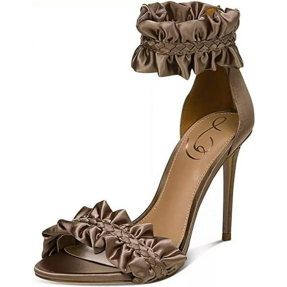 Sam Edelman Sawyer Toffee Stiletto Ankle Strap High Heeled Open Toe Sandals (TOFFEE, 7.5)