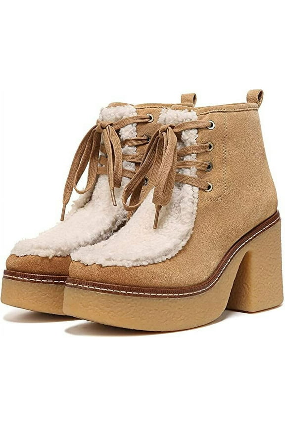 Shaw Sandstone/Nature Mist Chunky Block Heel Lace Up Ankle Boots (Sandstone/Nature Mist, 9)