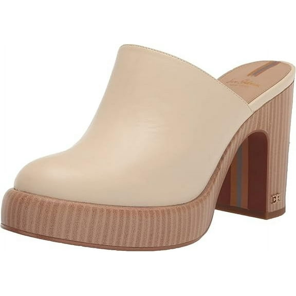 Sam Edelman Shiloh Modern Ivory Slip On Block Heeled Rounded Toe Dress Mules (Modern Ivory, 8)