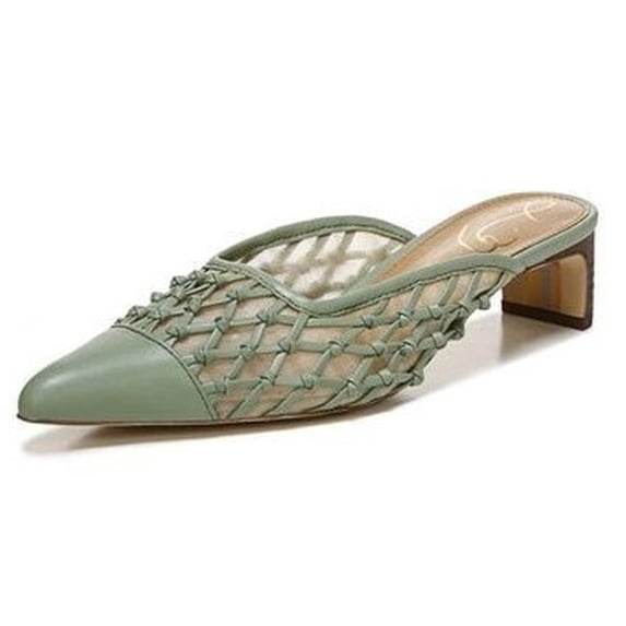 Sam Edelman Snyder Soft Jade Pointed Toe Block Heel Slip On Mesh Fashion Mules (Soft Jade, 8)