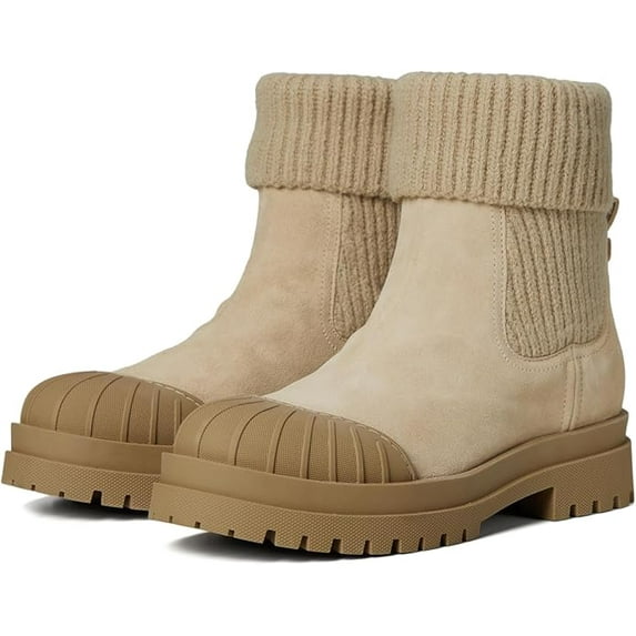 Sam Edelman Steele Oat Rounded Toe Pull On Chunky Lug Sole Chelsea Ankle Booties (Oat, 10.5)