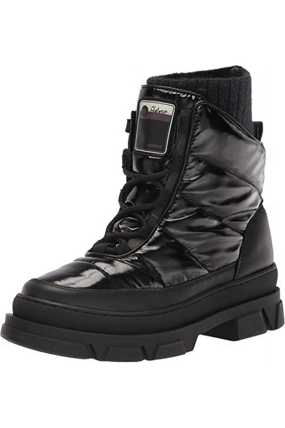 Tabitha Black Leather Block Heel Rounded Toe Pull On Ankle Boots (Black, 6)