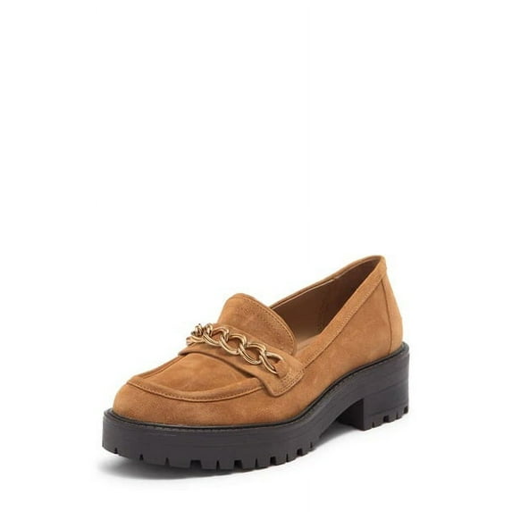 Sam Edelman Taelor Camel Rounded Toe Slip On Chunky Heel Fashion Classic Loafers (Camel, 8)