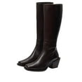 thumbnail image 1 of Sam Edelman Tamea Dark Brown Washed Leather Square Toe Stacked Heel Western Boot (Dark Brown Washed Leather, 11), 1 of 6