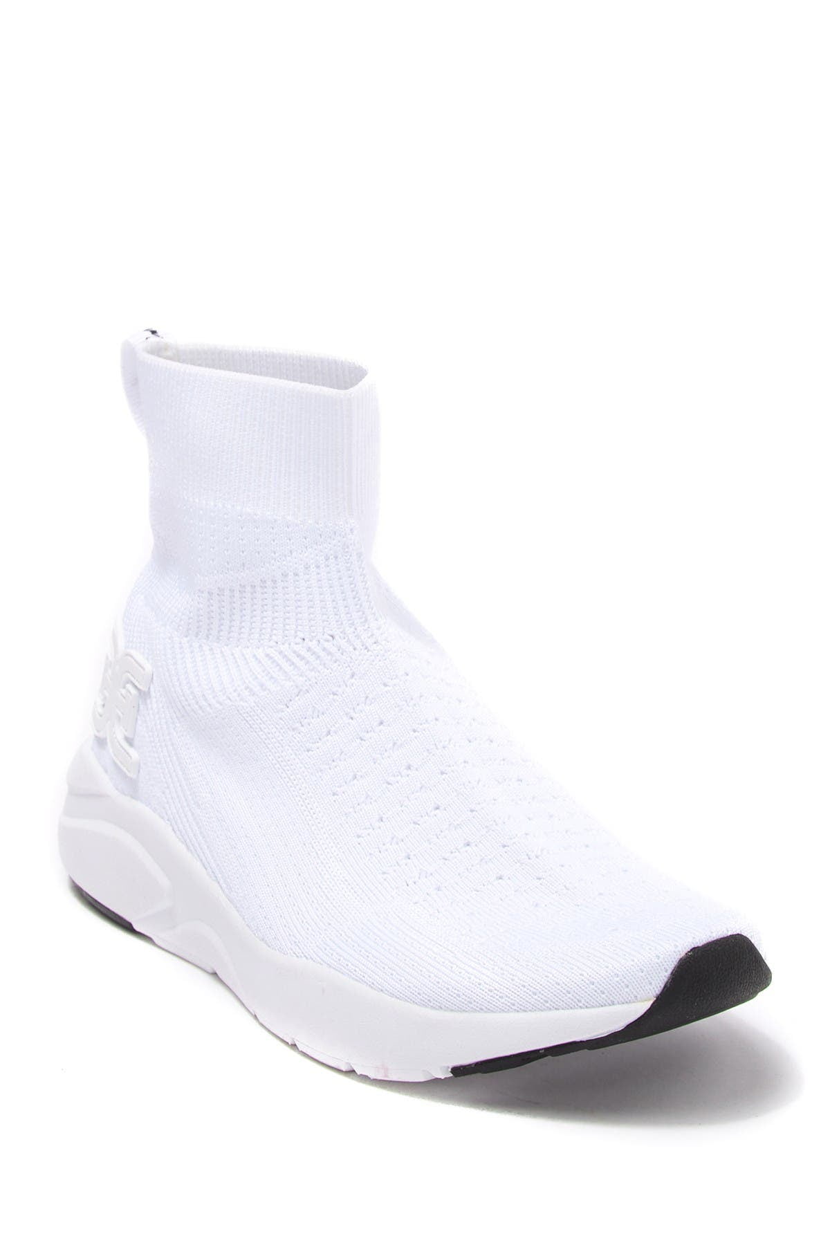 Sam Edelman Tara White Knit Stretch Slip On Sock Fitted Round Toe