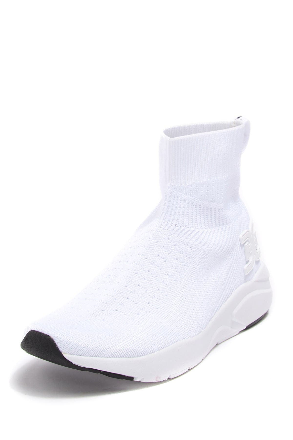 Sam Edelman Tara White Knit Stretch Slip On Sock Fitted Rounded