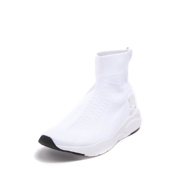 Sam Edelman Tara White Knit Stretch Slip On Sock Fitted Rounded Toe Sneakers (WHITE, 8)