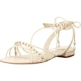thumbnail image 1 of Sam Edelman Tatianna Ivory Rounded Open Toe Tie Up Strappy Embellished Sandals (IVORY, 6), 1 of 7