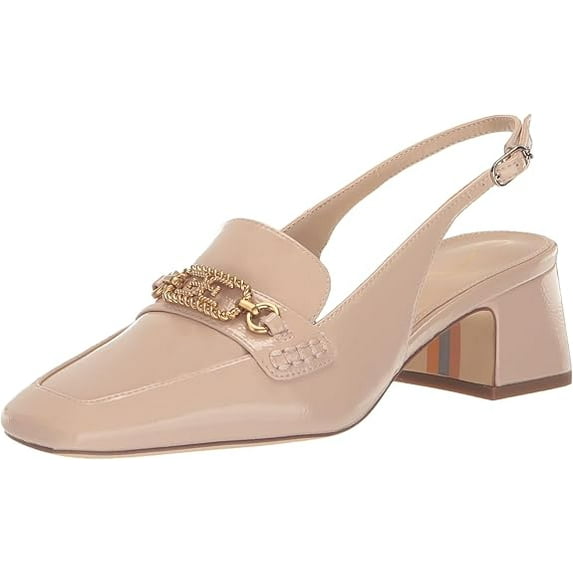 Sam Edelman Teana Chai Latte Slingback Squared Toe Block Heeled Classic Pumps (Chai Latte, 5)