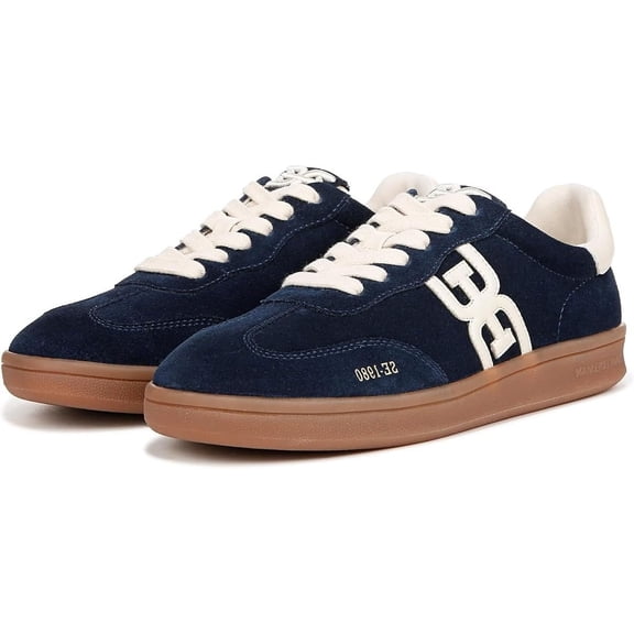 Sam Edelman Tenny Navy Suede Lace Up Rounded Toe Low Top Fashion Sneakers (Navy Suede, 6.5)