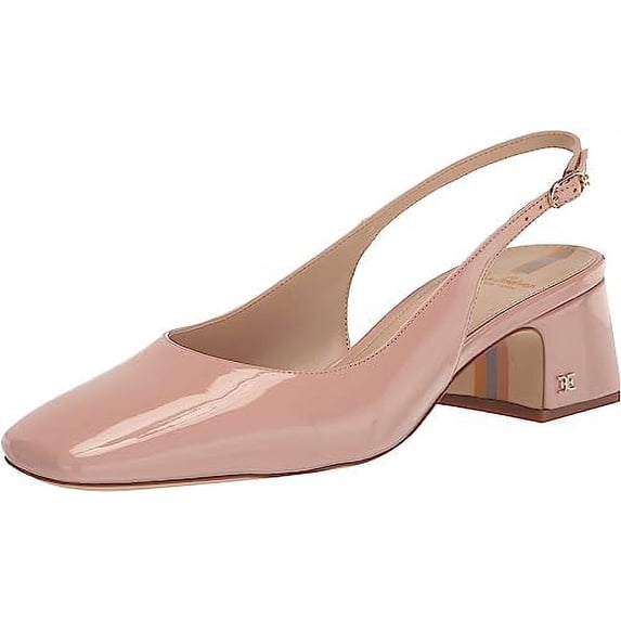Sam Edelman Terra Sunrise Blush Slingback Strap Squared Toe Block Heel Pumps (Sunrise Blush, 6)