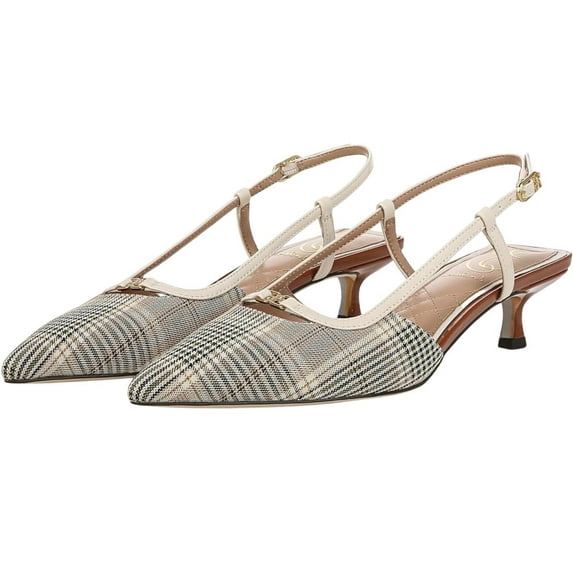 Sam Edelman Women's Toni Slingback Kitten Heels Oat Multi/Alpine Ivory 8.5M
