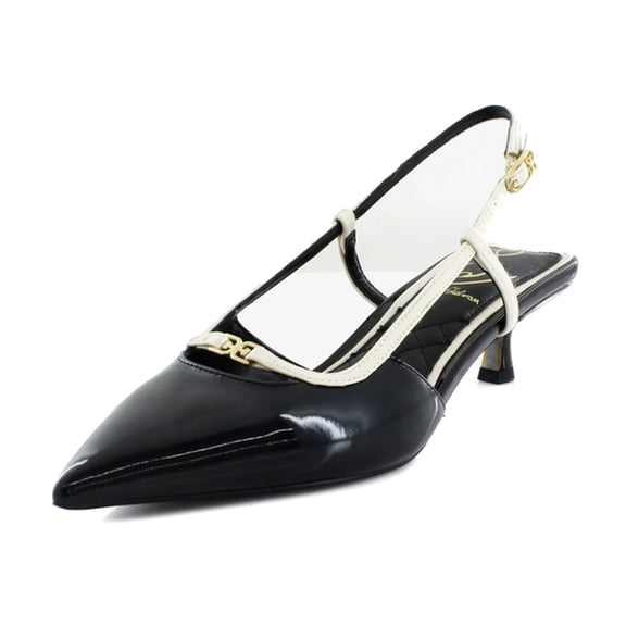 Sam Edelman Women's Toni Slingback Kitten Heels Black/Alpine Ivory 7M