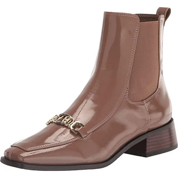 Sam Edelman Torance Portobello Square Toe Stacked Block Heel Pull On Ankle Boots (Portobello, 6)