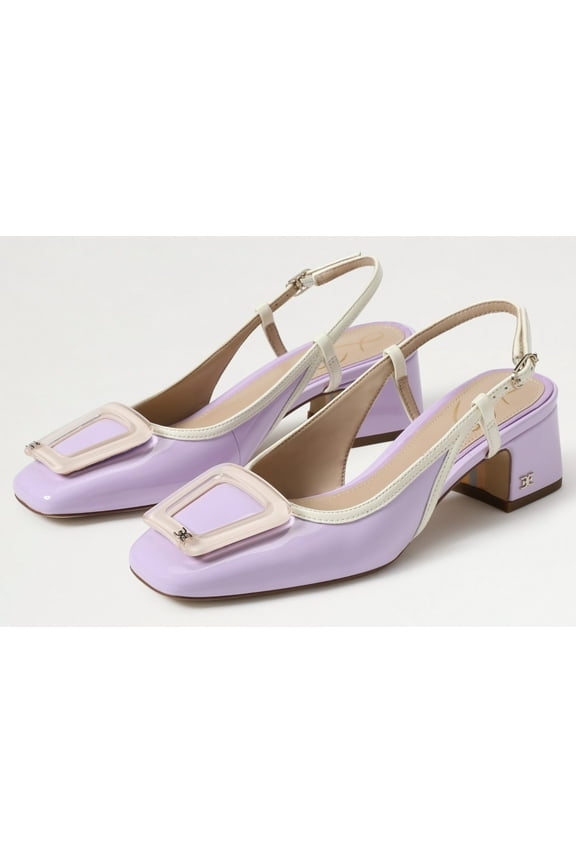 Tracie Orchid Blossom/Porcelain Slingback Squared Toe Buckle Pumps (Orchid Blossom/Porcelain, 6)