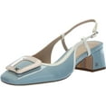 thumbnail image 1 of Sam Edelman Tracie Robin Egg Blue/Porcelain Slingback Squared Toe Buckle Pumps (Robin Egg Blue/Porcelain, 8.5), 1 of 6