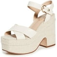 thumbnail image 1 of Sam Edelman Trianna Womens Platform Sandals Ivory Strappy Espadrille Block Heel (IVORY SUEDE, 8), 1 of 3