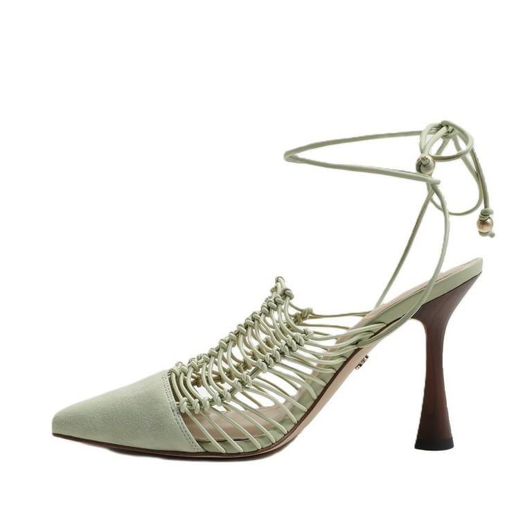 Sam Edelman Trinity Pistachio Tie Up Womens Pumps Ankle Strap High