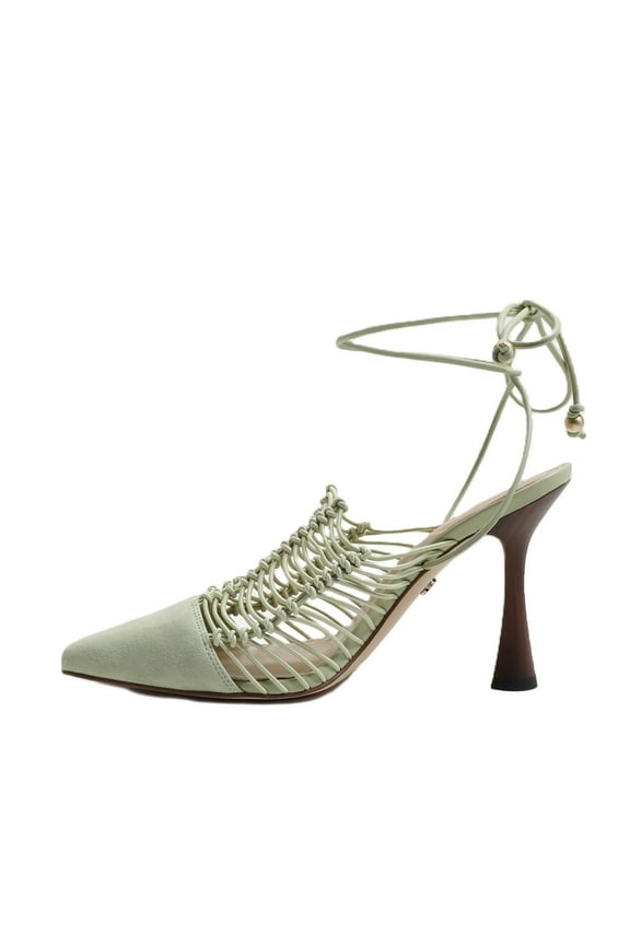 Trinity Pistachio Tie Up Womens Pumps Ankle Strap High Heel Sandals (PISTACHIO, 7.5)