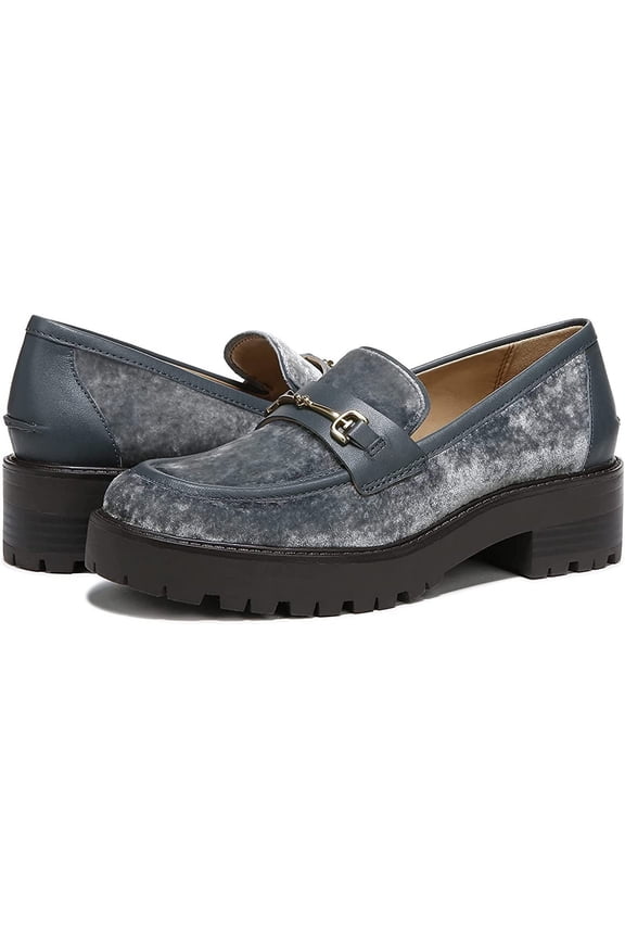 Tully Smokey Blue Almond To Slip On Chain Strap Lug Sole Loafers (Smokey Blue, 9)