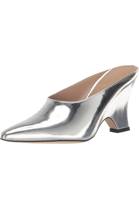 Vonn Soft Silver Slip On Pointed Toe Kitten Heeled Dress Pumps (Soft Silver, 6.5)
