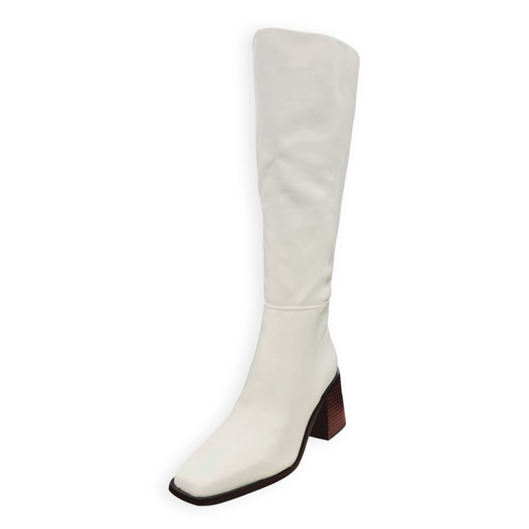 Sam Edelman Wade Stacked Heel Knee High Boots - Caramel Leather Wide Calf Boots Size 8.5