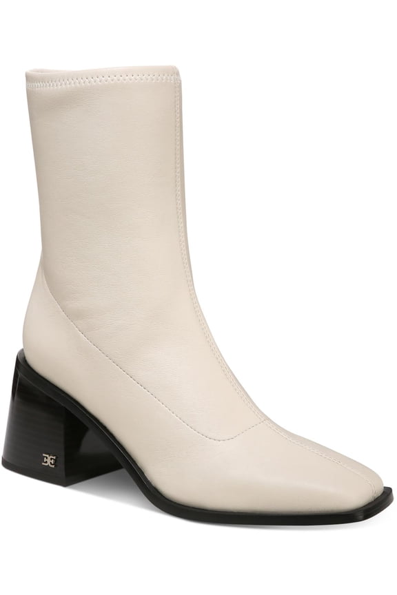 Wells Modern Ivory Stacked Block Heel Squared Toe Fashion Ankle Boot (Modern Ivory, 7)