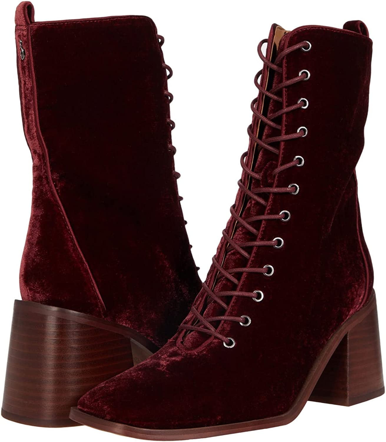 Sam Edelman Women's Westie Ankle Boots - Velvet Lace-Up Booties With Block Heel & Side Zip (2.5 Inch Heel) - View #8
