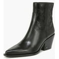 thumbnail image 1 of Sam Edelman Wilda Black Leather Stacked Block Heeled Pointed Toe Western Boots (Black Leather, 6), 1 of 1