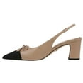 thumbnail image 1 of Sam Edelman Willette Tan/Black Pointed Toe Slingback Block Heeled Pumps (Tan/Black, 6), 1 of 6