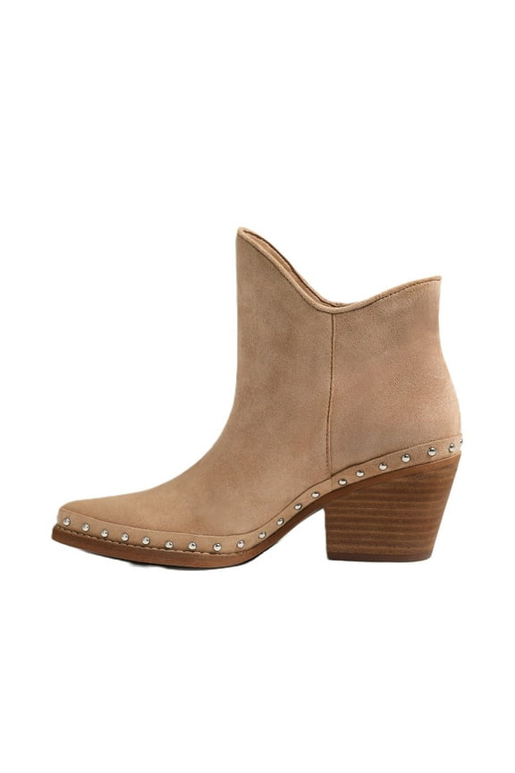 Willie Pointed Toe Western Block Heel Womens Fringe Ankle Booties (CAMEL, 9.5)