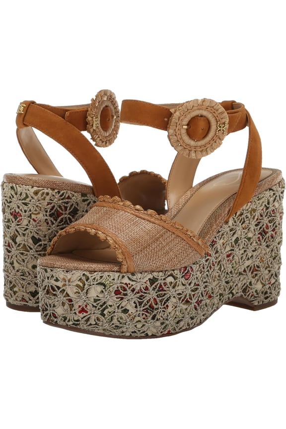 Sam Edelman Women's Amber Wedge Sandal Rustic Brown/Buff Tan 9M