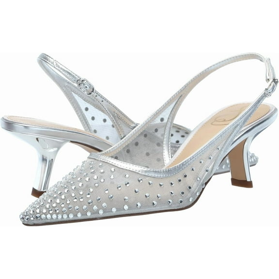 Sam Edelman Women's Bianka Sling Soft Silver Mesh Heels 6.5M