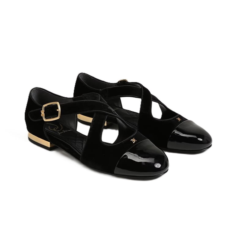 Sam Edelman Women's Black Velvet Roxie Mary Jane Flat 8.5M