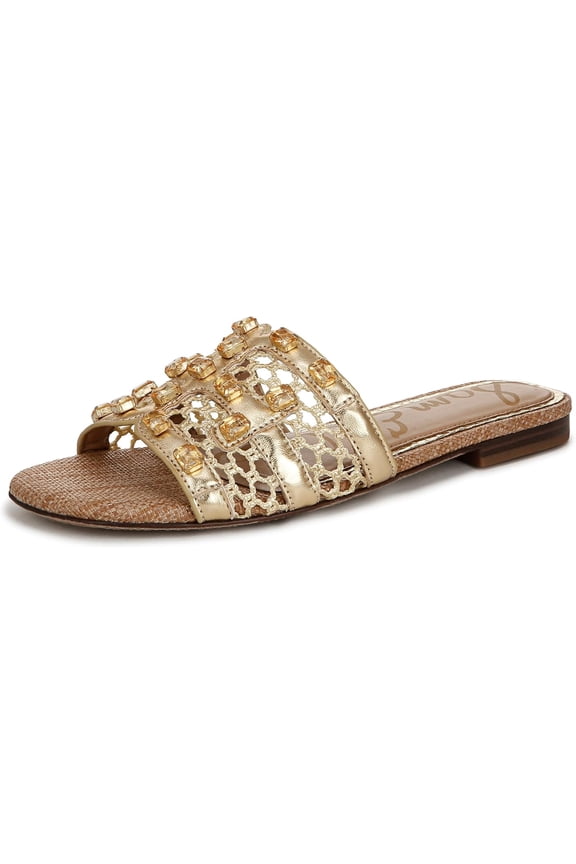 Women's Blaire Embellished Flat Sandal Amber Gold 9M
